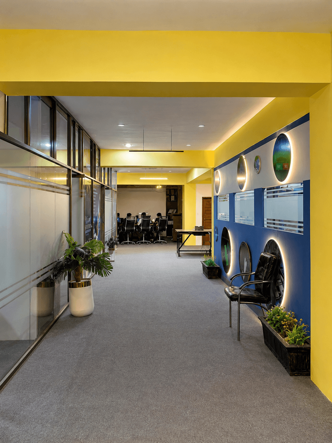 Illuminated Office Hallway